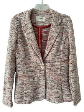 Liverpool Los Angeles Fitted Blazer Womens Small Lava Flow Boucle Knit Jacket